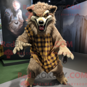 Fantasia de mascote de um Lobisomem Bronzeado com macacão e echarpes - Mascotes lobisomem - REBROKO_419349 - RedBrokoly.com