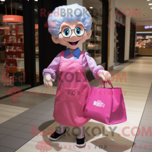Maskot karakter av en rosa...