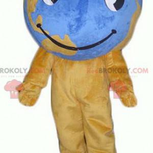 Mascotte de mappemonde marron et bleue géante - Redbrokoly.com