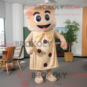 Maskotkarakter av en beige...