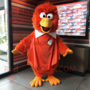 Orange Chicken Parmesan mascot costume character dressed with a Dress Shirt and Scarf clips