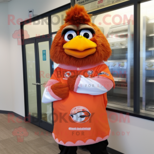 Orange Chicken Parmesan mascot costume character dressed with a Dress Shirt and Scarf clips