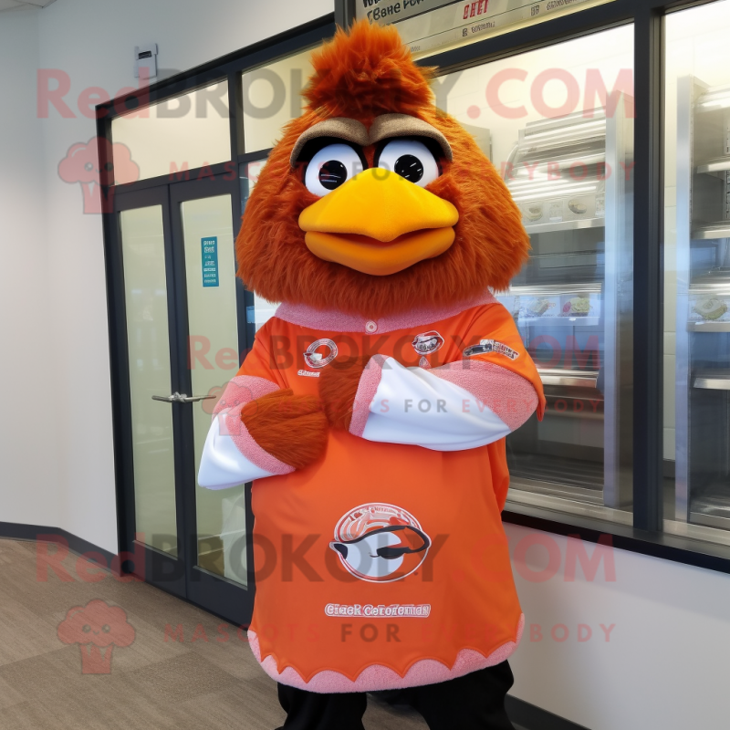 Orange Chicken Parmesan mascot costume character dressed with a Dress Shirt and Scarf clips