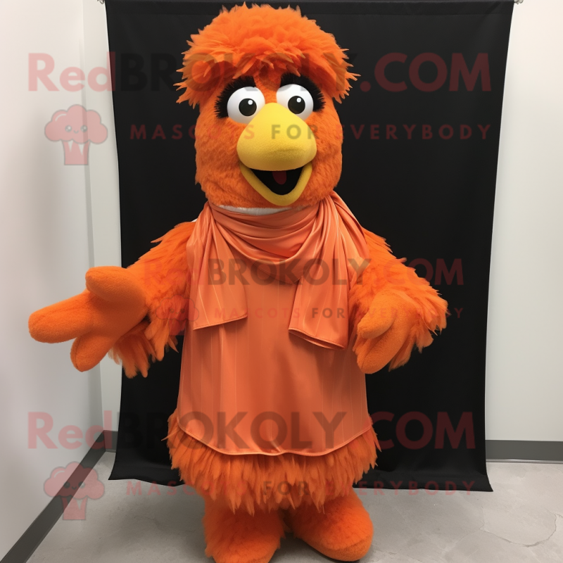 Orange Chicken Parmesan mascot costume character dressed with a Dress Shirt and Scarf clips