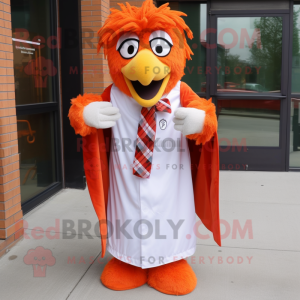 Orange Chicken Parmesan mascot costume character dressed with a Dress Shirt and Scarf clips