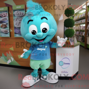 Maskottchenfigur eines Cyan...