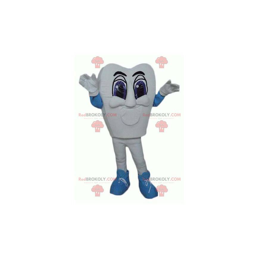 Giant and impressive white and blue tooth mascot -