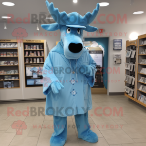 Sky Blue Moose mascotte...