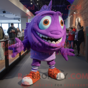 Maskot karakter af en lilla...