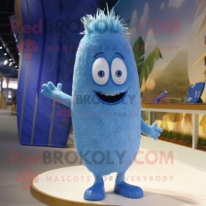 Blue Surfboard mascot costume character dressed with a Shorts and Hairpins