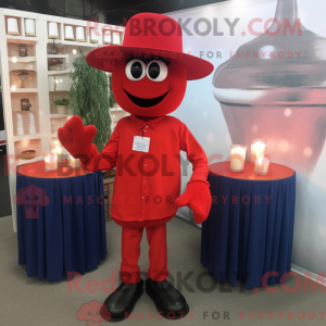 Mascottefiguur van een rode...