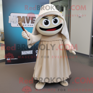 Maskotkarakter af en beige...
