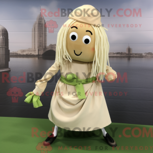 Maskot karakter av en beige...