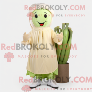 Maskot karakter av en beige...