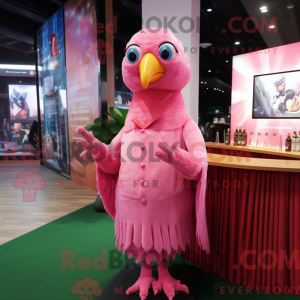 Maskotkarakter av en rosa...