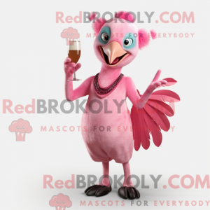 Maskotkarakter av en rosa...