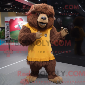Mascot character of a Brown...