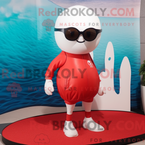 Mascottefiguur van een rode...