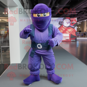 Lila Ninja maskot kostym...