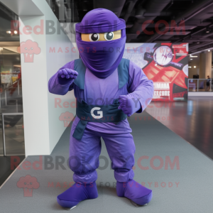 Paarse Ninja mascotte...