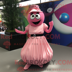 Maskottchenfigur einer rosa...
