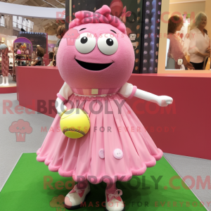 Maskottchenfigur einer rosa...
