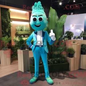 Mascot character of a Cyan...