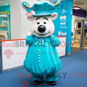 Maskotkarakter af en Cyan...