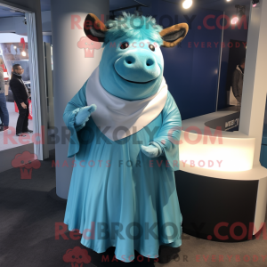Maskotkarakter av en Cyan...