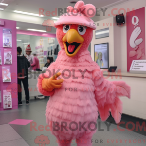 Maskotkarakter av en rosa...