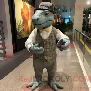Maskot karakter af en grå...