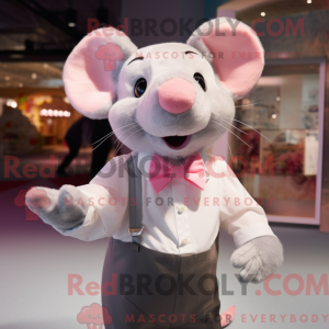 Maskotkarakter av en rosa...