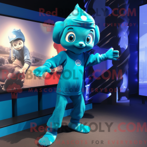 Mascot character of a Cyan...