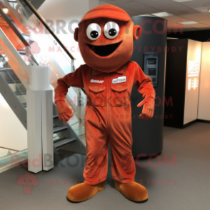 Rust Pendant mascot costume character dressed with a Jumpsuit and Shoe clips
