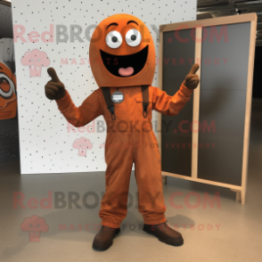 Rust Pendant mascot costume character dressed with a Jumpsuit and Shoe clips