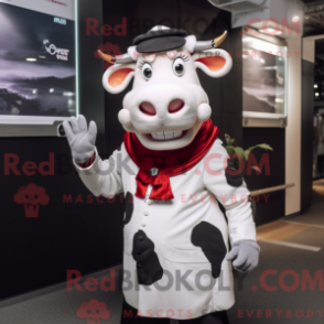 Caráter de máscara de Hereford com vestido e hansker - Mascotes Vaca Hereford - REBROKO_420876 - RedBrokoly.com