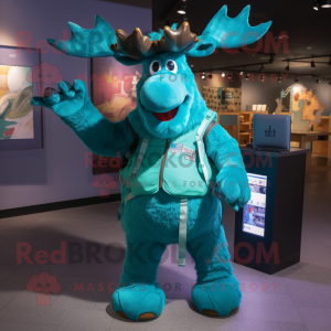 Teal Moose mascotte kostuum...