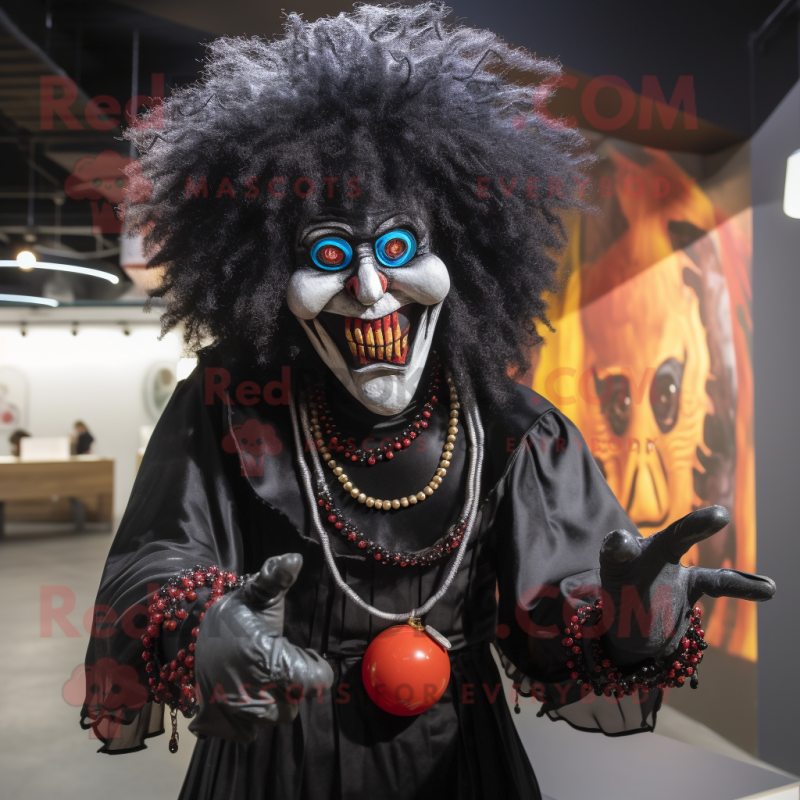 Black Evil Clown mascot costume character dressed with a Jeggings and Rings Black Evil Clown mascot costume character dressed with a Jeggings and Rings