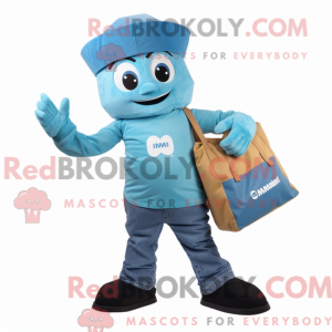 Maskotkarakter af en Cyan...