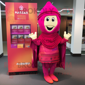 Magenta Tikka Masala mascot costume character dressed with a Long Sleeve Tee and Wallets
