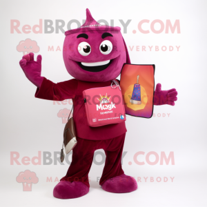 Magenta Tikka Masala mascot costume character dressed with a Long Sleeve Tee and Wallets