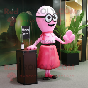 Pink Hourglass mascot costume character dressed with a Midi Dress and Briefcases