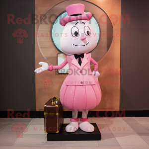 Pink Hourglass mascot costume character dressed with a Midi Dress and Briefcases