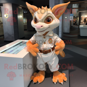 Peach Gargoyle mascot costume character dressed with a Poplin Shirt and Anklets