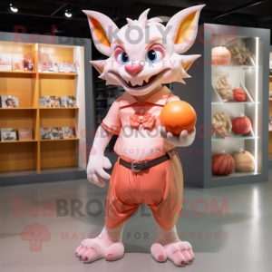 Peach Gargoyle mascot costume character dressed with a Poplin Shirt and Anklets