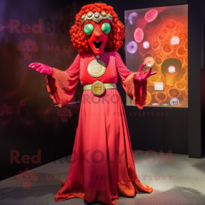 Röd Medusa maskot kostym...