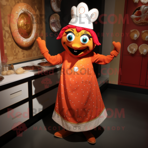 nan Tikka Masala mascot costume character dressed with a Shift Dress and Brooches