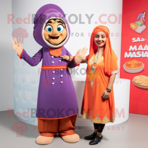 nan Tikka Masala mascot costume character dressed with a Shift Dress and Brooches