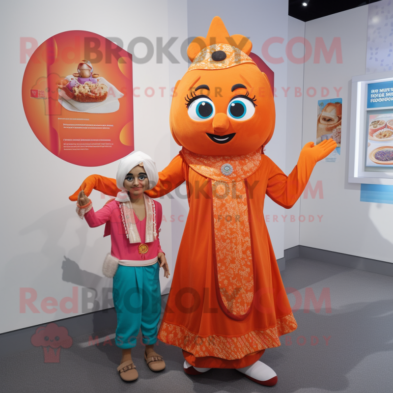 nan Tikka Masala mascot costume character dressed with a Shift Dress and Brooches