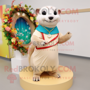 Beige Ferret maskot kostume...